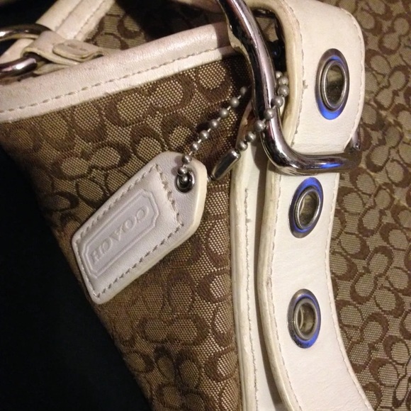 Vintage Coach Womens Leather Brown Canvas Bag Tote Purse & Sunglass Eye Case 1 - Picture 8 of 16